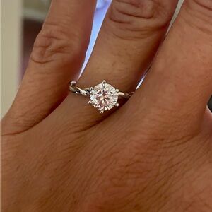 Read Your Heart Solitaire Moissanite Six Prong Twisted Sterling Silver Ring